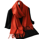 Damen Schal 33x180 cm Einfarbiger weicher Schal mit Fransen Leichter wärmender Accessoire aus Polyester Eleganter Schal für Herbst 39