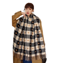 Damen Schal Polyester Schal mit einfachem Karomuster und Herzen und fransigen Enden Wärmendes elegantes Modeaccessoire Stylischer bequemer 9