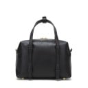 Damen schwarze Handtasche für die Hand und über die Schulter Fester Form mit Reißverschluss Strukturierte Oberfläche Karabinerhaken-Tragegurt 4