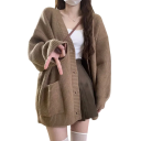 Damen Seiden-Kardigan mit langen Ärmeln und Knopfverschluss Einfarbiger eleganter Pullover in universeller Größe für den täglichen Gebrauch 3