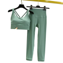 Damen Set Leggings und Sport-BH, einfarbig, Spandex, Nylon 12