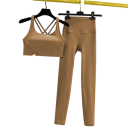 Damen Set Leggings und Sport-BH, einfarbig, Spandex, Nylon 18