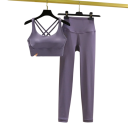 Damen Set Leggings und Sport-BH, einfarbig, Spandex, Nylon 14