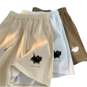 Damen Shorts Hohe Taille Kordelzug Lockere Passform Katzenmotiv Baumwolle Polyester Einfarbige Sommer Bequeme Shorts 2