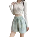 Damen Shorts Hoher Bund Elastischer Gummizug Lockere Passform Baumwolle Polyester Einfarbig Kariert Sommer Bequeme Shorts 8