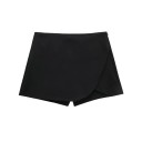 Damen Shortsrock Hoher Bund Mit Reißverschluss Einfarbiges Design Polyester Eleganter moderner Schnitt mit Innenhosen 6