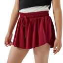 Damen Shortsrock Mit Kordelzug Mit Taschen Einfarbig Aus Polyester Spandex Elastischer Sommerrock Mit Innen-Shorts 9