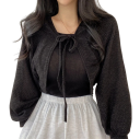 Damen Sommer-Kardigan mit langen Ärmeln und Bindeband Einfarbiger leichter Pullover aus Acetat, Polyester und Viskose Elegantes Oberteil 13