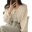 Damen Sommer-Kardigan mit langen Ärmeln und Bindeband Einfarbiger leichter Pullover aus Acetat, Polyester und Viskose Elegantes Oberteil 6