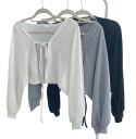 Damen Sommer-Kardigan mit langen Ärmeln und Bindeband Einfarbiger leichter Pullover aus Acetat, Polyester und Viskose Elegantes Oberteil 9