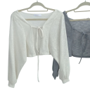 Damen Sommer-Kardigan mit langen Ärmeln und Bindeband Einfarbiger leichter Pullover aus Acetat, Polyester und Viskose Elegantes Oberteil 11