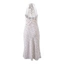 Damen Sommer Midi Kleid mit Punkten ohne Ärmel mit V-Ausschnitt und Bindeband am Hals mit figurbetontem Schnitt und leicht ausgestelltem 2