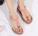 Damen Sommer Sandalen mit Zehentrenner Elastischer geraffter Riemen hinter der Ferse Dekoration in metallischem Aussehen Weiche 9