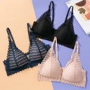 Damen Spitzen-BH mit Push-Up-Cups Verschluss vorne Dünne Träger Breiter Spitzenbund unter der Brust Stoff mit Spandex 4