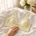 Damen Spitzen Bralette BH ohne Bügel mit V-Ausschnitt und transparenter Netzware mit breitem Unterband und dünnen Trägern 8