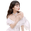 Damen Spitzen Choker Halskette mit Anhänger und Ketten mit Verschluss Spitze Weiß elegantes Accessoire für gesellschaftliche Anlässe 2