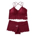 Damen Spitzen Set Unterwäsche verlängerte Bralette mit dünnen gekreuzten Trägern und Boxershorts 3