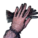 Damen Spitzenhandschuhe kurz mit Punkten und Raffung aus atmungsaktivem Polyester für festliche Anlässe 7