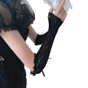 Damen Spitzenhandschuhe ohne Finger dünn transparent atmungsaktiv Nylon lang mit Schleifen gesellschaftliches Accessoire für den Abend 9