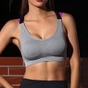 Damen Sport-BH für Fitness und Training Doppelte kontrastierende Träger mit Überkreuzung auf dem Rücken Breiter Saum unter der Brust 11