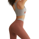 Damen Sportanzug Leggings und Sport-BH Einfarbiger Fitnessanzug aus Nylon und Spandex 6