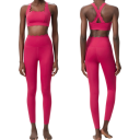 Damen Sportanzug mit Leggings und Sport-BH, einfarbig, Nylon, Spandex, bequem und stilvoll für Fitness 15