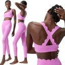 Damen Sportanzug mit Leggings und Sport-BH, einfarbig, Nylon, Spandex, bequem und stilvoll für Fitness 2