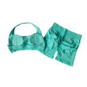 Damen Sportanzug mit Shorts und Sport-BH, einfarbig, Nylon, Spandex, bequem und stylisch für Fitness und Training 20