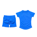 Damen Sportanzug mit Shorts und T-Shirt mit kurzen Ärmeln, einfarbig, Nylon, Spandex, bequem und stilvoll für Fitness 8