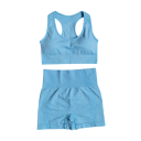 Damen Sportanzug Shorts und Sport-BH Einfarbiger Fitnessanzug aus Nylon, Polyester und Spandex für den Sommer 2