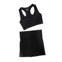 Damen Sportanzug Shorts und Sport-BH Einfarbiger Sommer Fitnessanzug aus Nylon 4