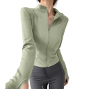 Damen Sportjacke mit Reißverschluss Enganliegender Schnitt Daumenlöcher Schnelltrocknendes Material Bequemes Tragen Fitnessbekleidung Training 9