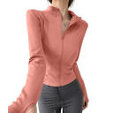 Damen Sportjacke mit Reißverschluss Enganliegender Schnitt Daumenlöcher Schnelltrocknendes Material Bequemes Tragen Fitnessbekleidung Training 11