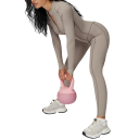 Damen Sportoverall T-Shirt mit langen Ärmeln und Leggings Mit Reißverschluss im Ausschnitt Einfarbiger Overall aus Nylon und Spandex 7