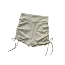 Damen Sportshorts Einfarbiges Design Raffung und Schleife an den Seiten Nylon Leichter elastischer Schnitt für Laufen Fitness 8