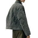 Damen Steppjacke für den Herbst mit Stehkragen Reißverschluss Außentaschen Kordelzug Warmer Mantel für den Alltag 4