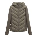 Damen Steppjacke mit Kapuze und Reißverschluss, taillierte Passform mit Strickärmeln und seitlichen Einsätzen, Steppung in V-Form 12