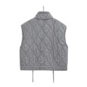 Damen Steppweste mit Stehkragen und Taschen ohne Ärmel Polyester grau mit Kordelzug am unteren Ende für den täglichen Gebrauch 2