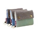 Damen Stoffgeldbörse mit Klappe und zwei Druckknöpfen Innen Reißverschlussfach und Fächer Schlüsselring Baumwolle 13 x 11 x 2 cm 12