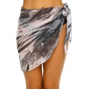 Damen Strandrock Kurzer Wickelsarong mit seitlichem Bindeband Leichter fließender Stoff aus Polyester Auffälliger Druck über die gesamte Fläche 1