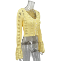 Damen Strick-Kardigan mit V-Ausschnitt Einfarbiger Knopf-Cardigan mit weit geschnittenen Ärmeln Eleganter modischer Pullover Polyester und Baumwolle 14