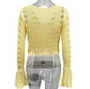 Damen Strick-Kardigan mit V-Ausschnitt Einfarbiger Knopf-Cardigan mit weit geschnittenen Ärmeln Eleganter modischer Pullover Polyester 9