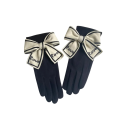 Damen Strickhandschuhe mit Schleife universelle Größe Touchscreen Winterhandschuhe aus Polyester und Elasthan elegantes Accessoire 2