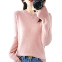 Damen Strickpullover aus Polyester und Acryl mit Rundhalsausschnitt Einfarbiger eleganter Pullover mit langen Ärmeln Universelle Größe für den täglichen Gebrauch 1