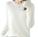 Damen Strickpullover aus Polyester und Acryl mit Rundhalsausschnitt Einfarbiger eleganter Pullover mit langen Ärmeln Universelle Größe für den täglichen Gebrauch 3