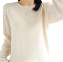 Damen Strickpullover aus Polyester und Acryl mit Rundhalsausschnitt Einfarbiger eleganter Pullover mit langen Ärmeln Universelle Größe für den täglichen Gebrauch 4