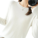 Damen Strickpullover aus Polyester und Acryl mit Rundhalsausschnitt Einfarbiger eleganter Pullover mit langen Ärmeln Universelle Größe für den täglichen Gebrauch 5