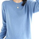 Damen Strickpullover aus Polyester und Acryl mit Rundhalsausschnitt Einfarbiger eleganter Pullover mit langen Ärmeln Universelle Größe für den täglichen Gebrauch 7