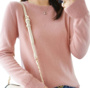 Damen Strickpullover aus Polyester und Acryl mit Rundhalsausschnitt Einfarbiger eleganter Pullover mit langen Ärmeln Universelle Größe für den täglichen Gebrauch 12