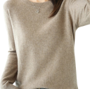 Damen Strickpullover aus Polyester und Acryl mit Rundhalsausschnitt Einfarbiger eleganter Pullover mit langen Ärmeln Universelle Größe für den täglichen Gebrauch 13